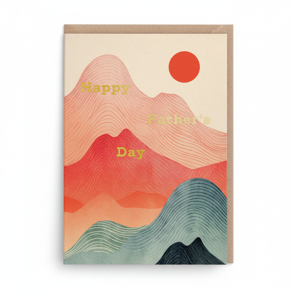 Mountain Father's Day A6 greeting card with elegant mountain scene by Ohh Deer