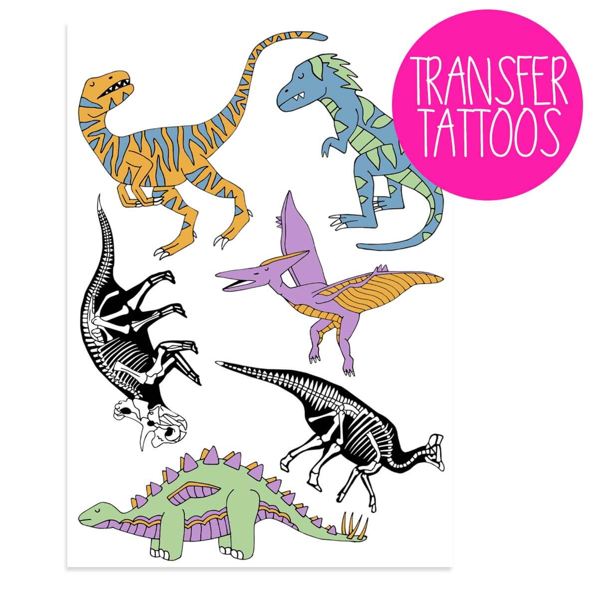 The individual dinosaur tattoo designs included in the pack
