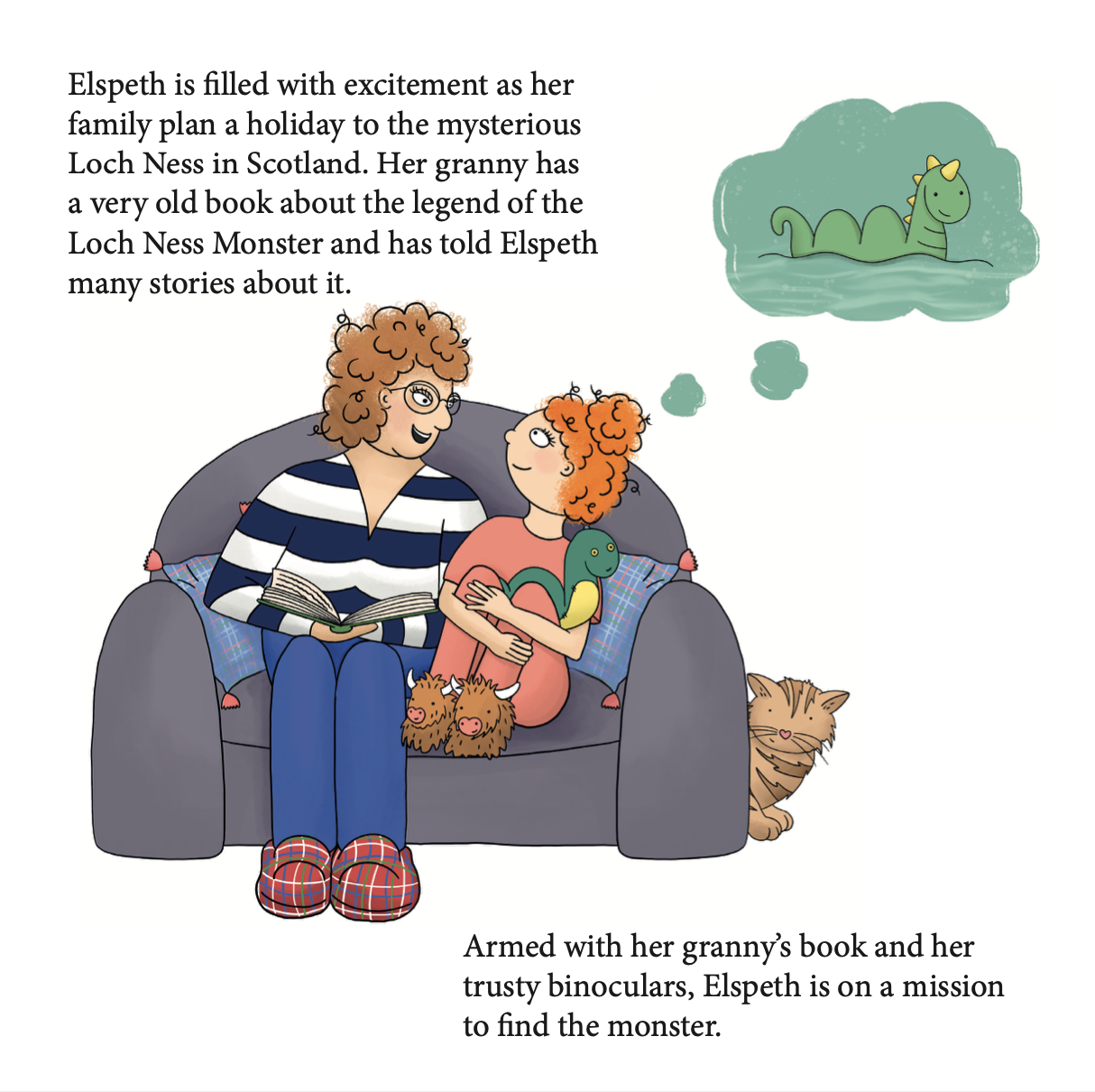 Inside pages of How To Find The Loch Ness Monster showing the illustrations