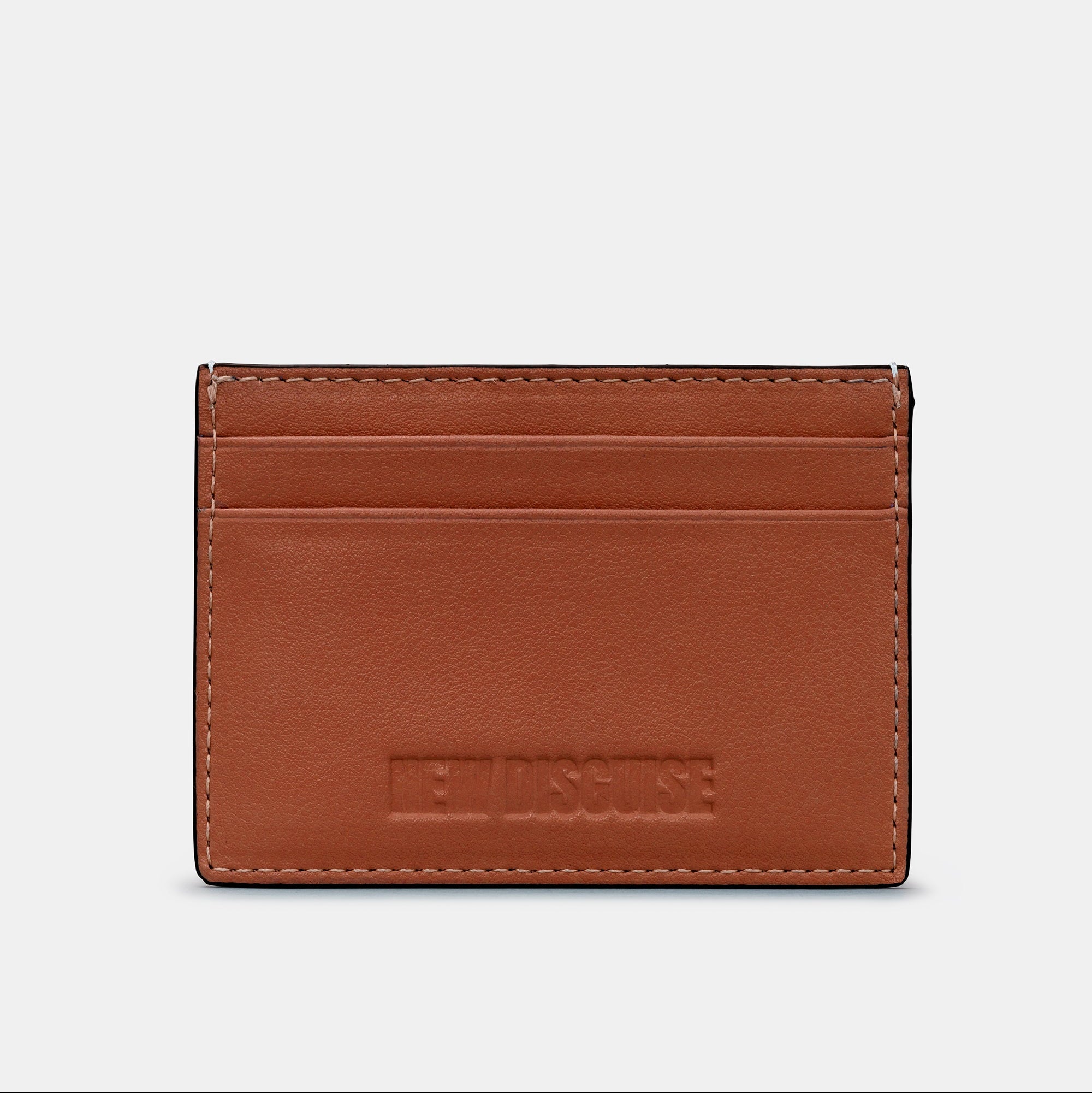 Highland cow card holder in blue tweed-effect vegan leather, back view