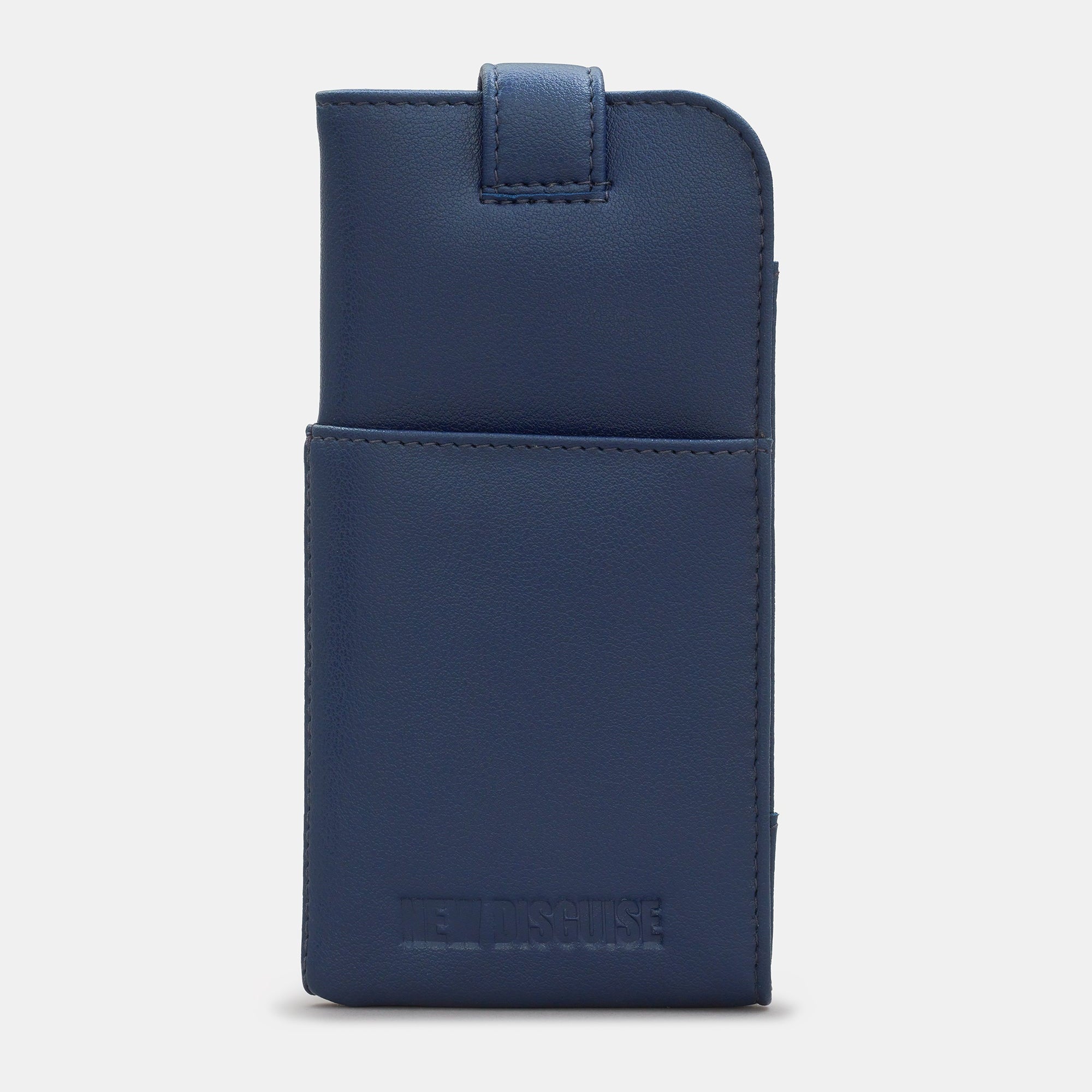 Highland cow glasses case in navy vegan leather, back view