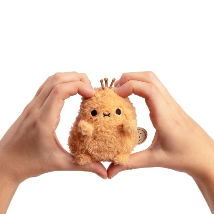 Ricespud fluffy potato plush keyring held in two hands forming a heart
