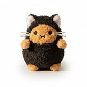 Black Kitty Ricespud mini plush toy on a pure white background