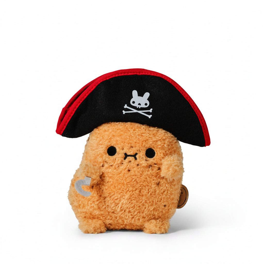 Captain Spudhook Ricespud plush toy in pirate hat on white background