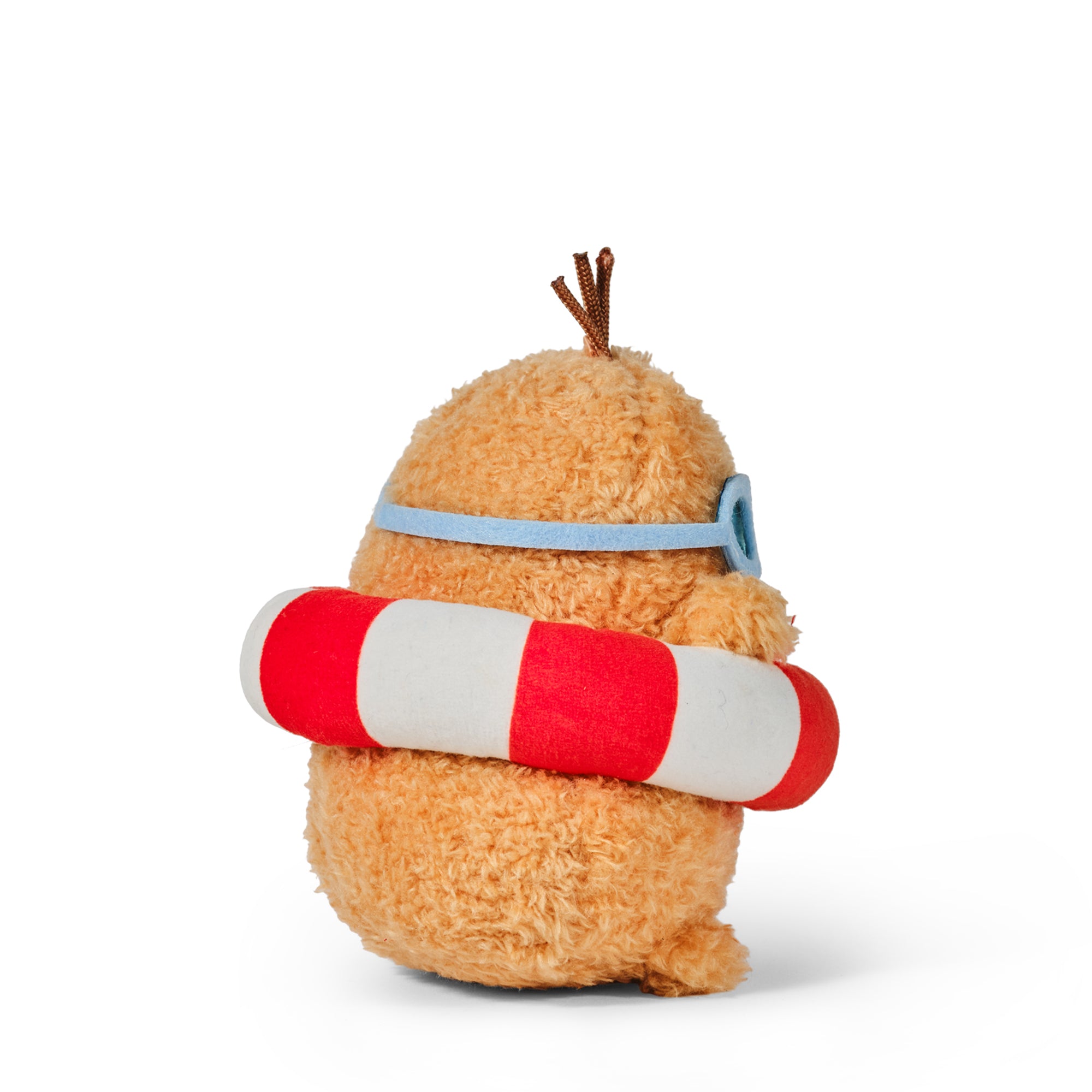 Splashy Ricespud potato plushie side profile with goggles