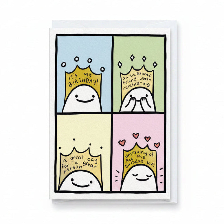 Ohh Deer Birthday Crown gold foil greeting card with a bright crown design