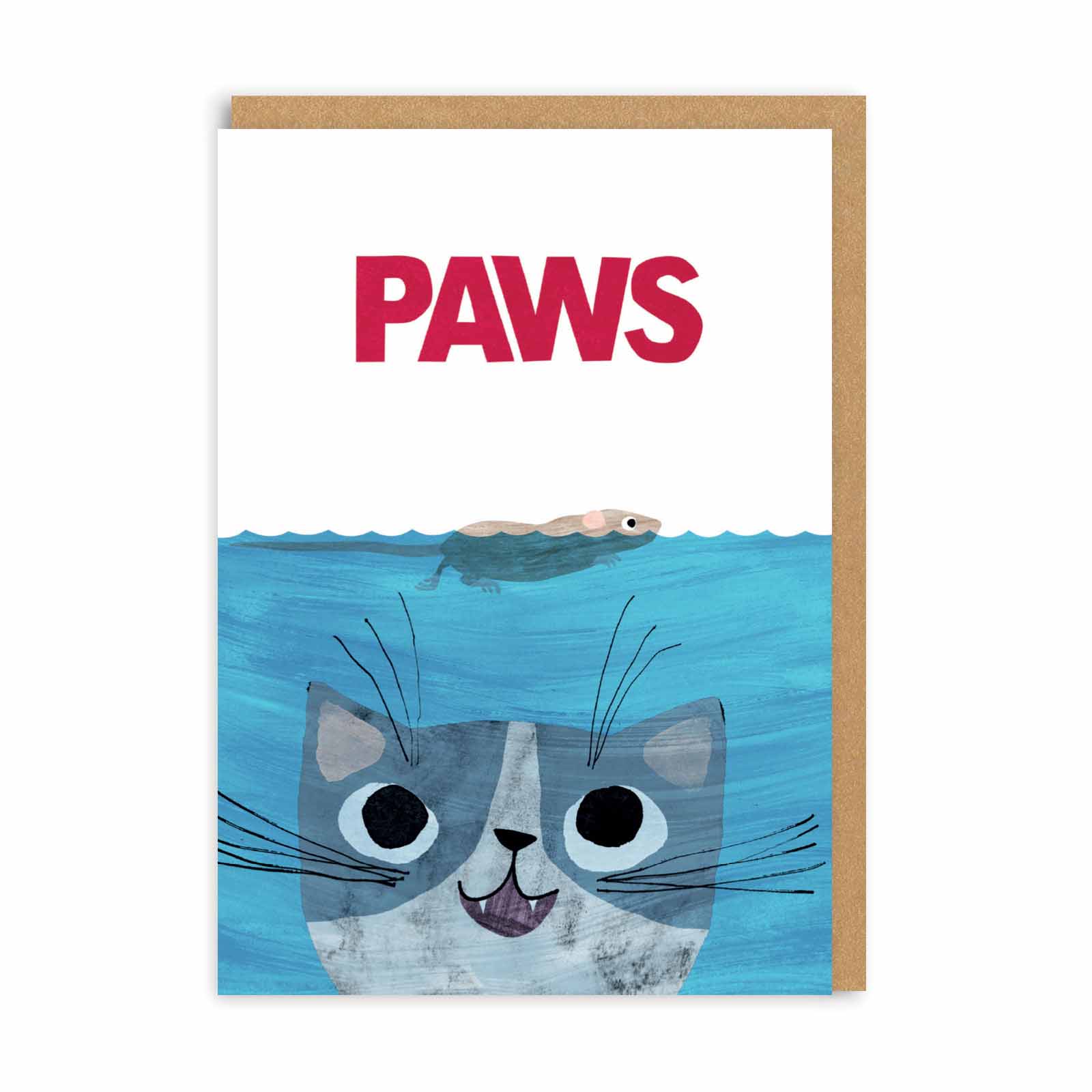 Ohh Deer Paws greeting card with cat Jaws parody illustration by Angela Rozelaar