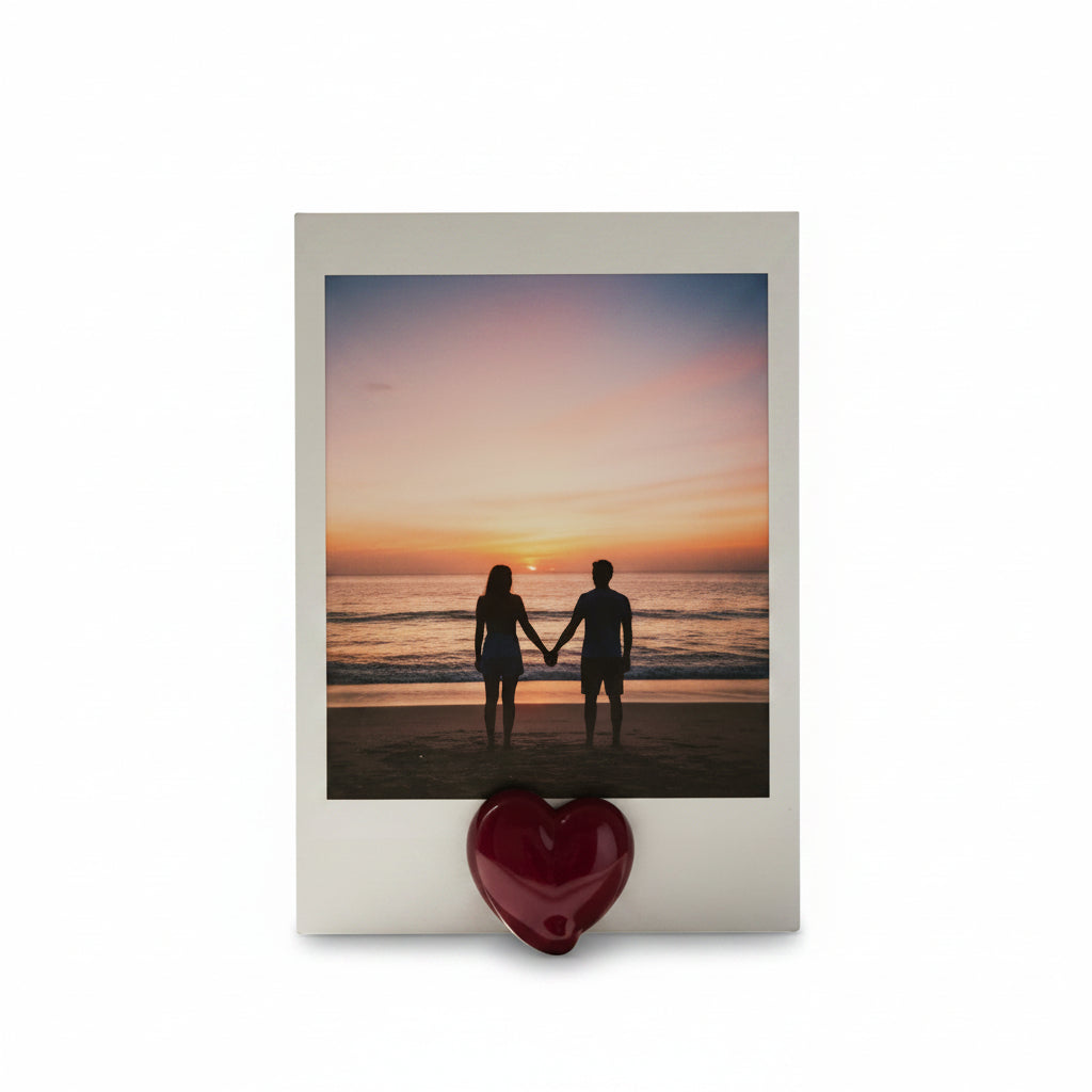 Glossy burgundy heart ceramic on light grey background