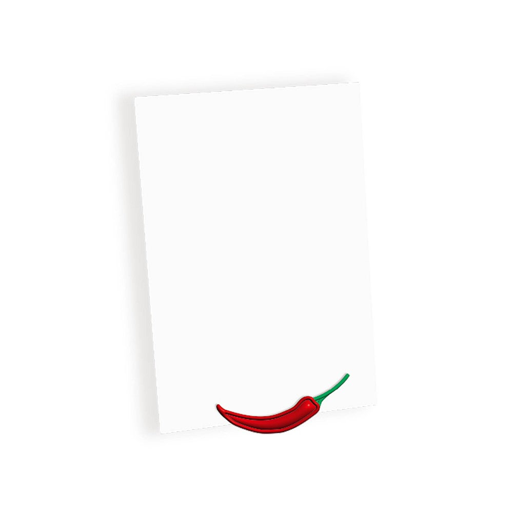 Close-up red pepper with green stem on light grey background