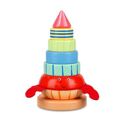 Hermit crab wooden stacking ring on a pure white background