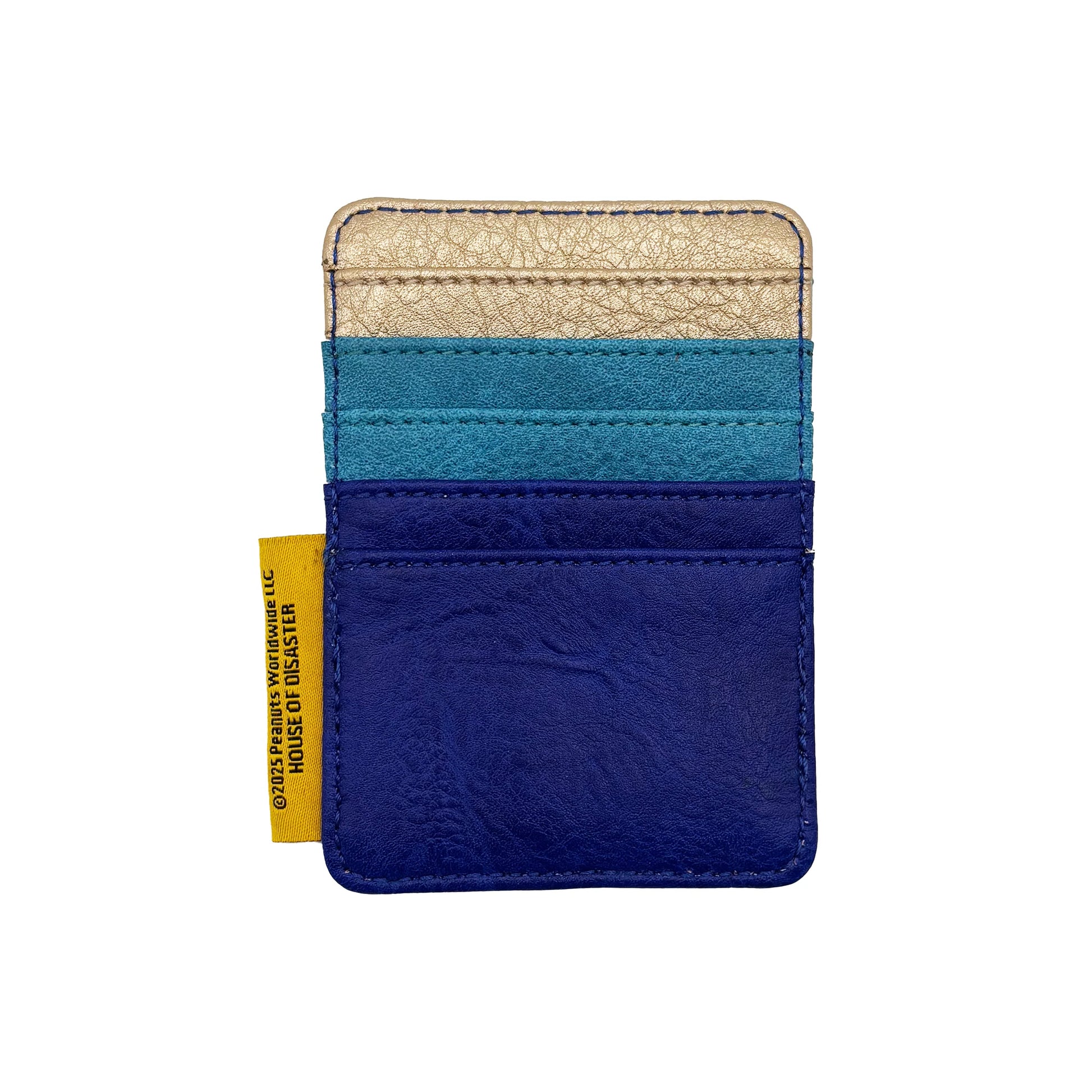 Peanuts cardholder back view with blue PVC finish