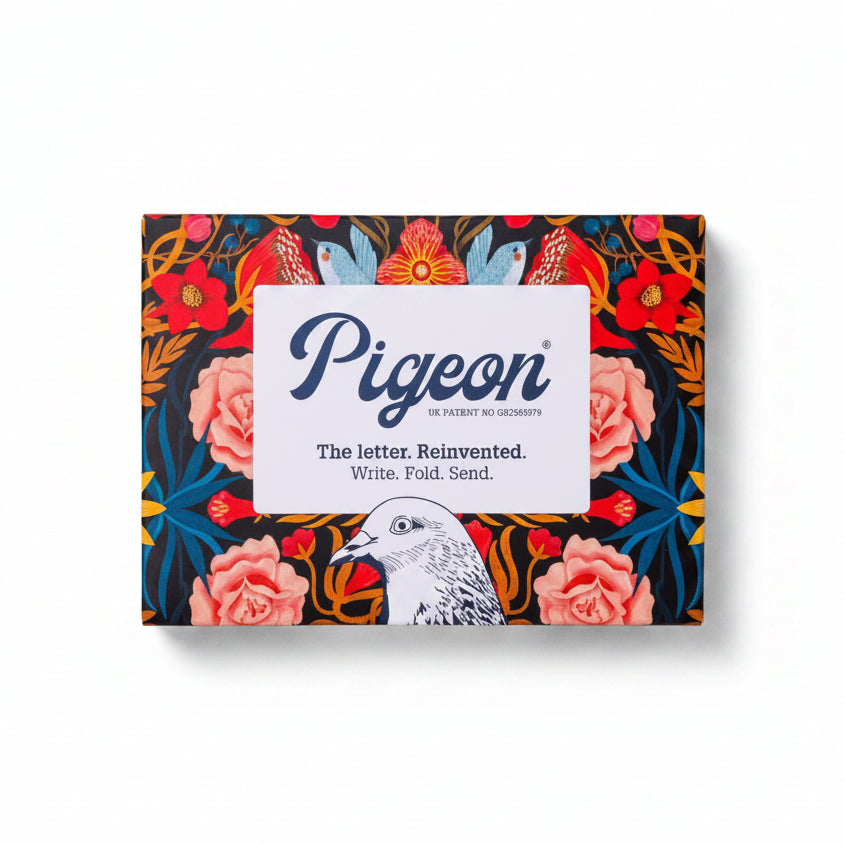 Bright and Beautiful Pigeons pack front with vibrant floral design on dark background