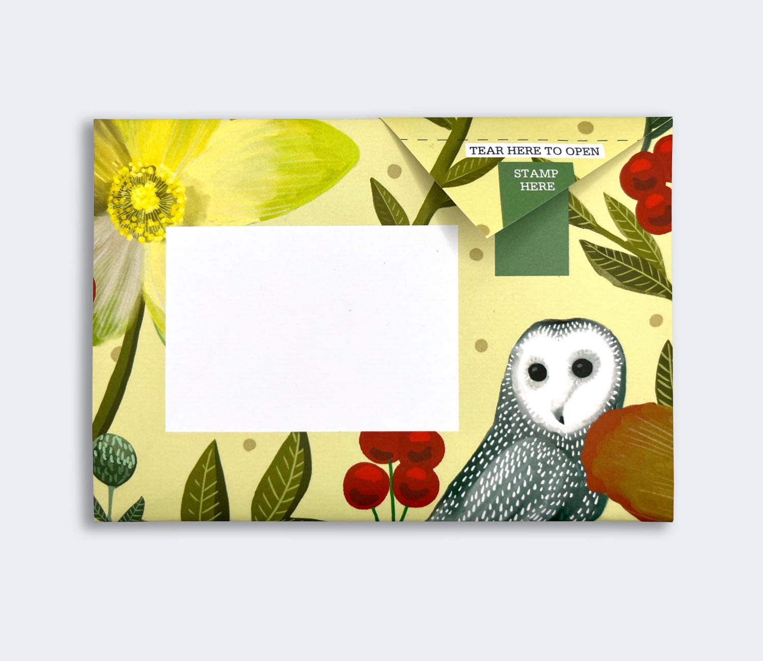 Folded Pigeon letter with poppy design in warm dusk tones fourth variant