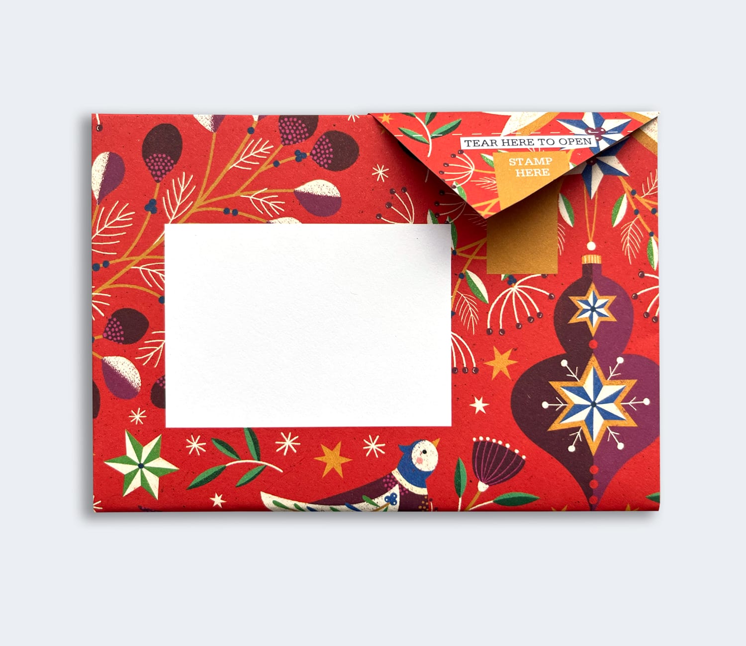 Folded Pigeon letter with festive holly and star design fourth variant