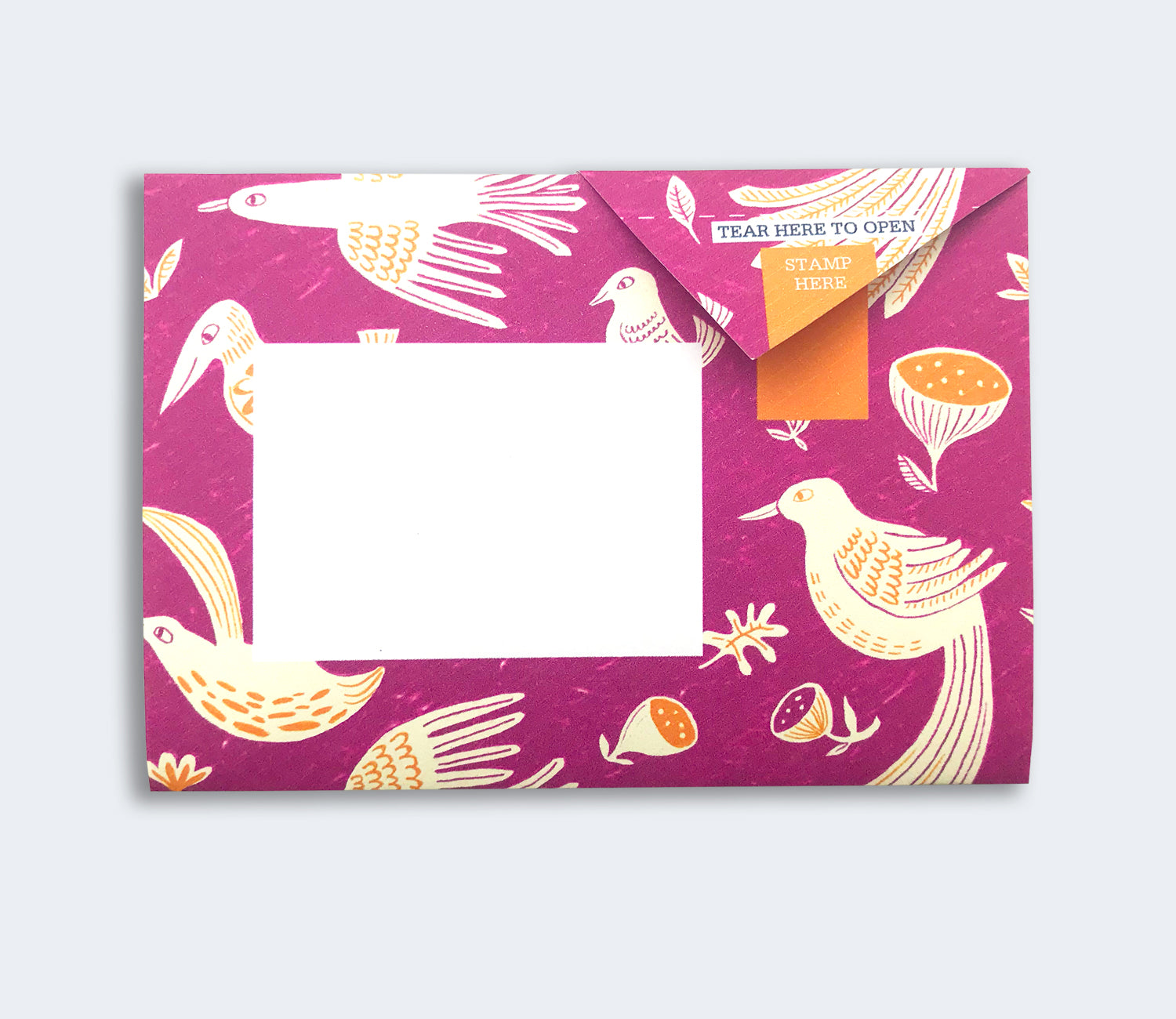 Folded Pigeon letter with tropical bird and fig pattern fifth variant