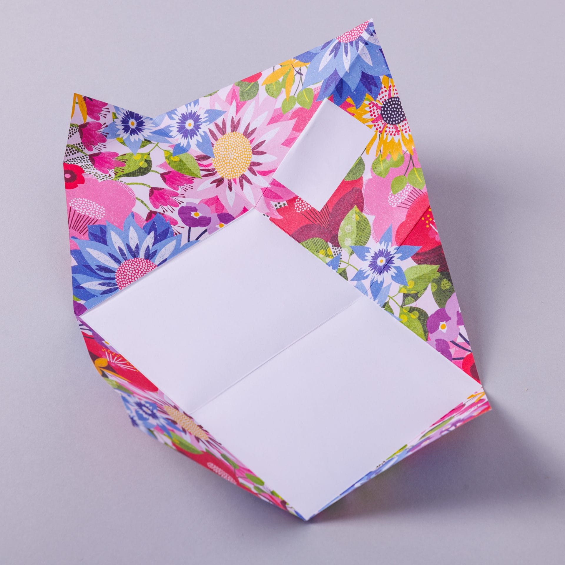 Folded Pigeon letter with colourful floral fantasia pattern second variant