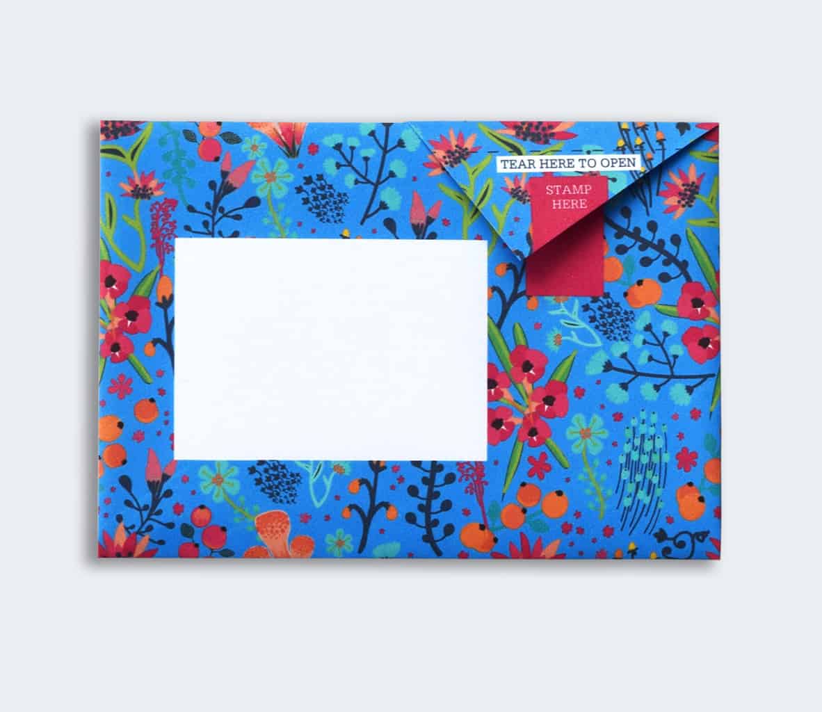 Folded Pigeon letter with dark floral illustration first design variant