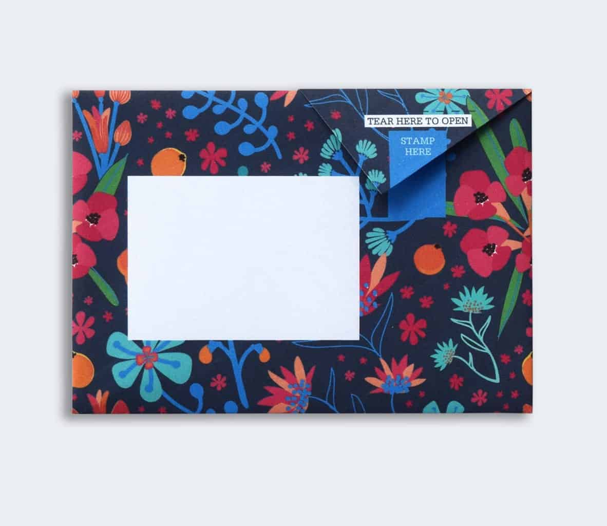 Folded Pigeon letter with midnight garden floral design fourth variant