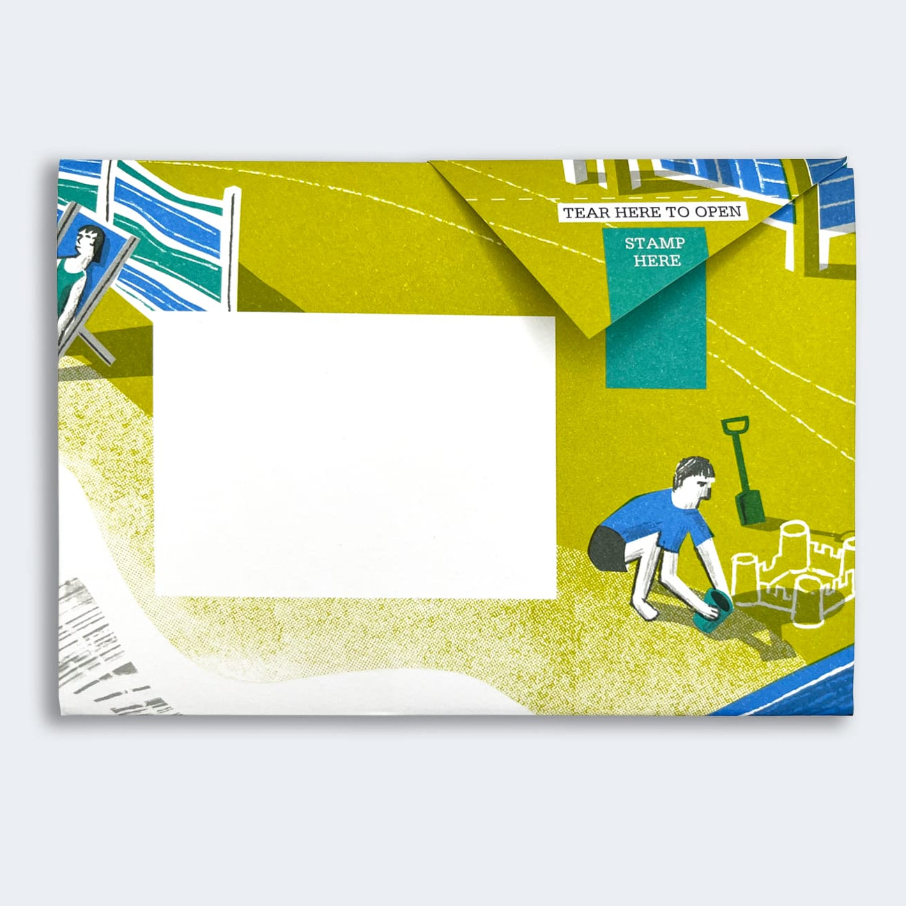 Folded Pigeon letter with harbour boat and buoy design second variant