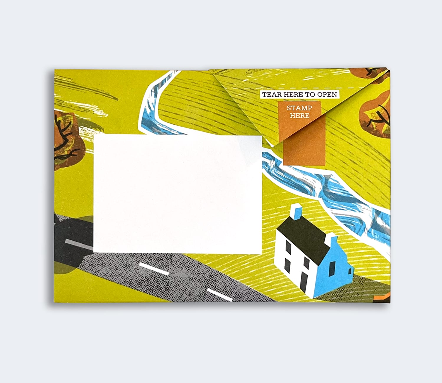 Folded Pigeon letter with coastal boat and buoy pattern fourth variant