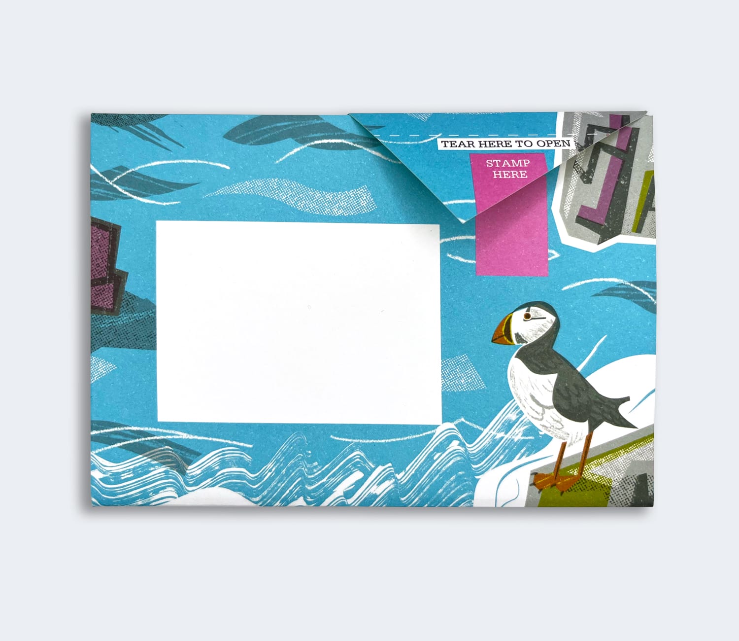 Folded Pigeon letter with nautical harbour design sixth variant on grey