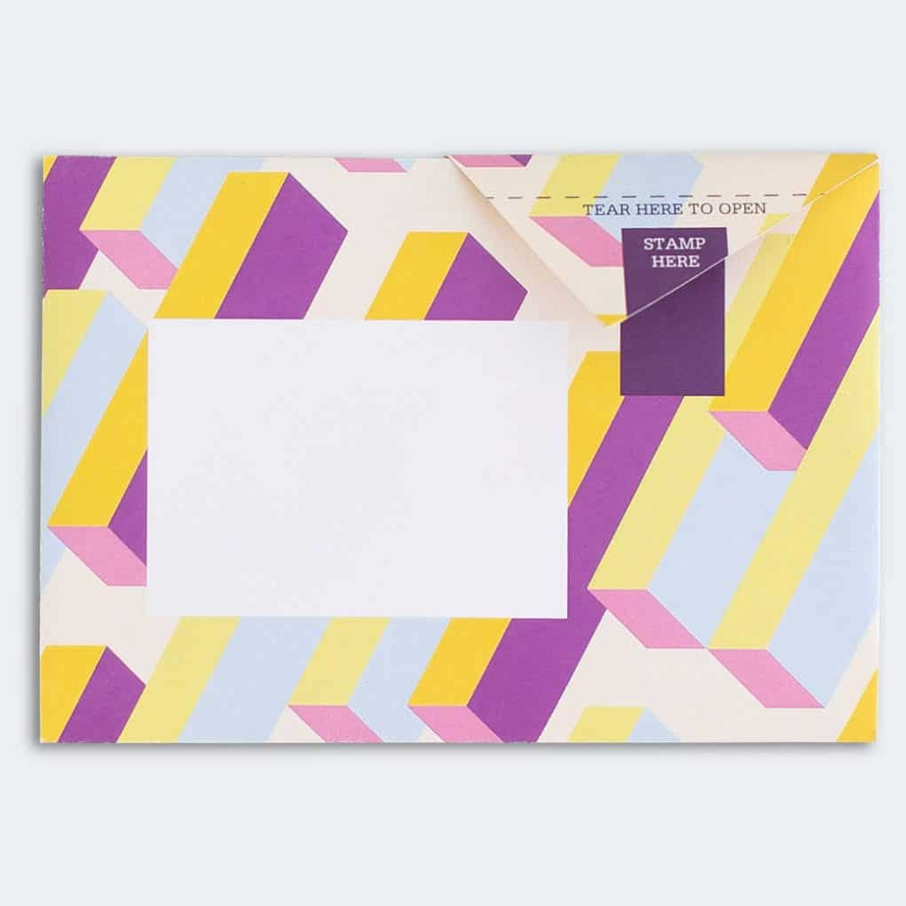 Folded Pigeon letter with retro 3D block pattern third design variant