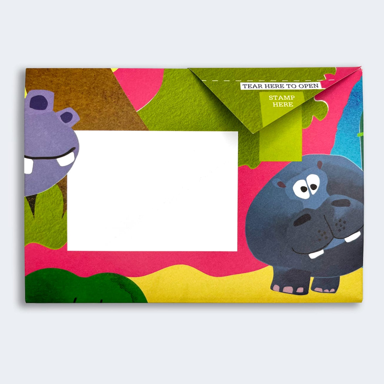 Folded Pigeon letter with bright tropical wildlife design first variant