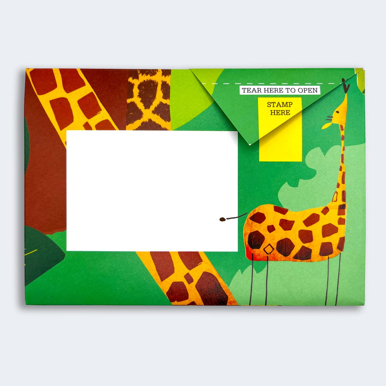 Folded Pigeon letter with toucan and tropical animal pattern fifth variant