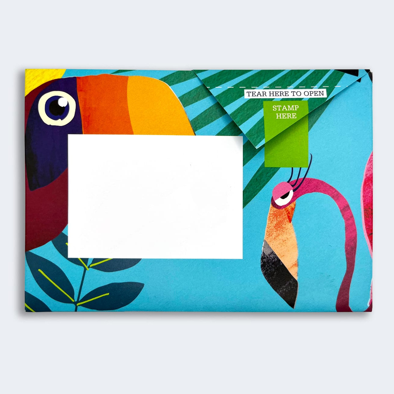 Folded Pigeon letter with tropical bird and animal design sixth variant