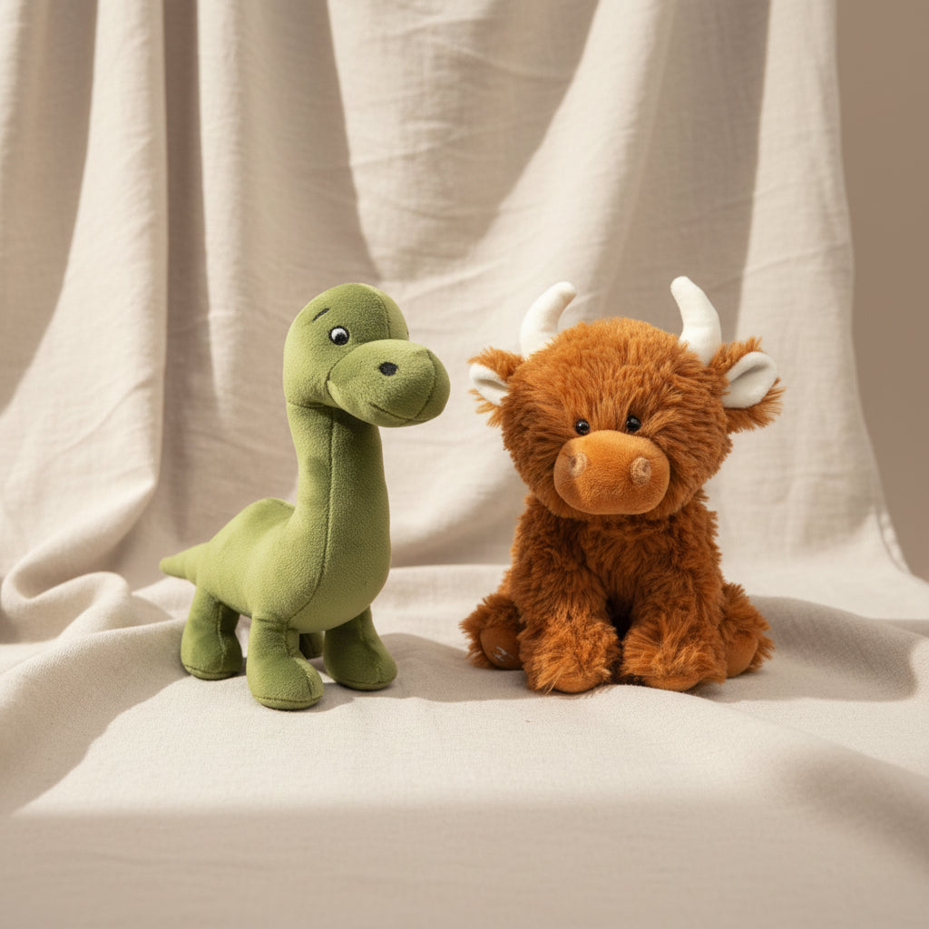 Wee Scotland Plush Duo – Nessie and Highland Coo gift set