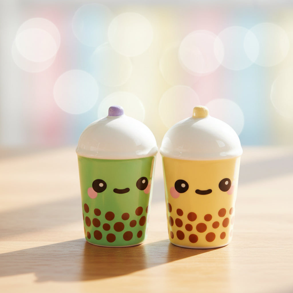 Boba and matcha bubble tea shakers ready for styling