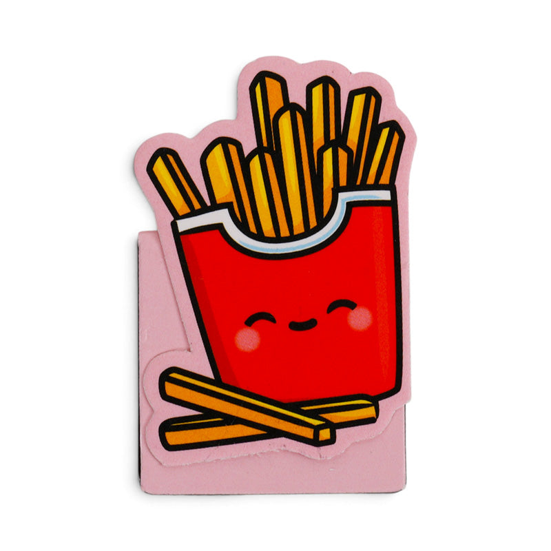Red carton of fries magnetic bookmark with a happy face