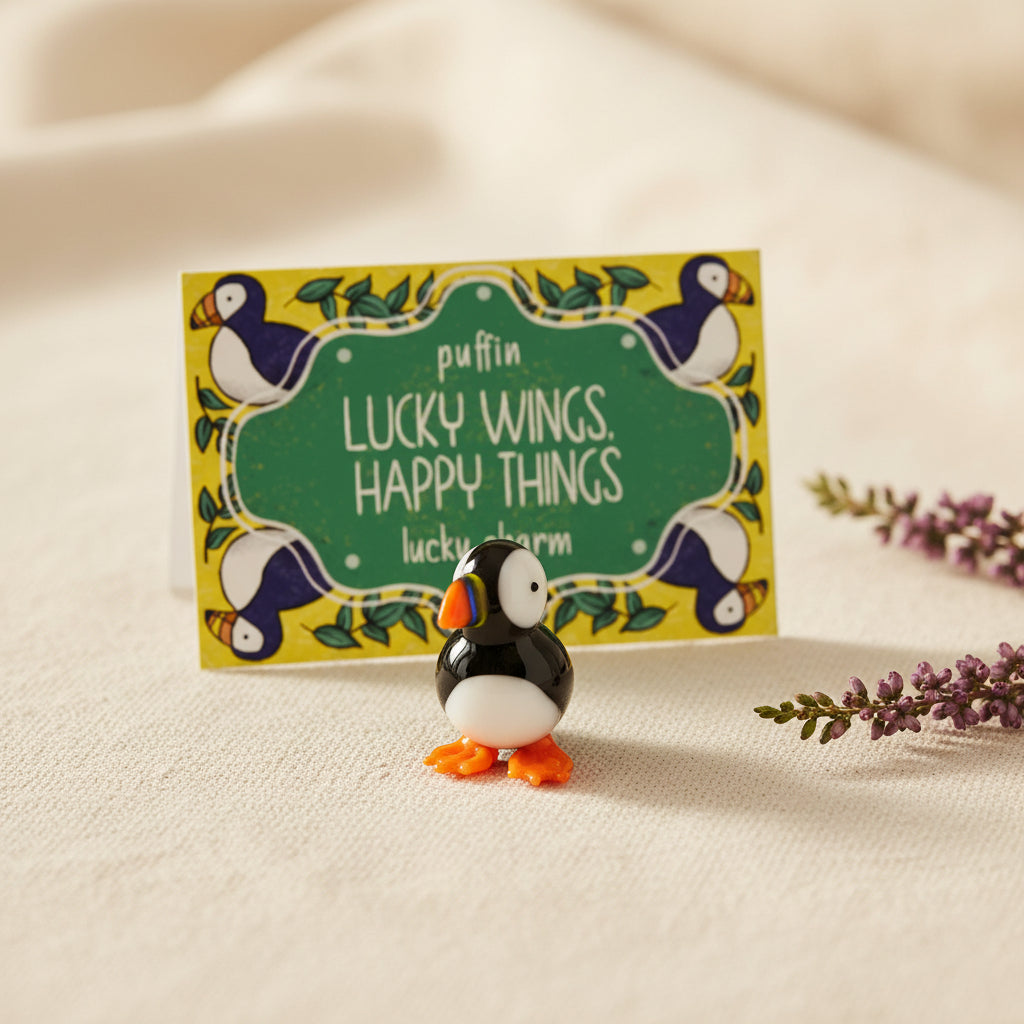 Scottish puffin keepsake coin with colourful detail