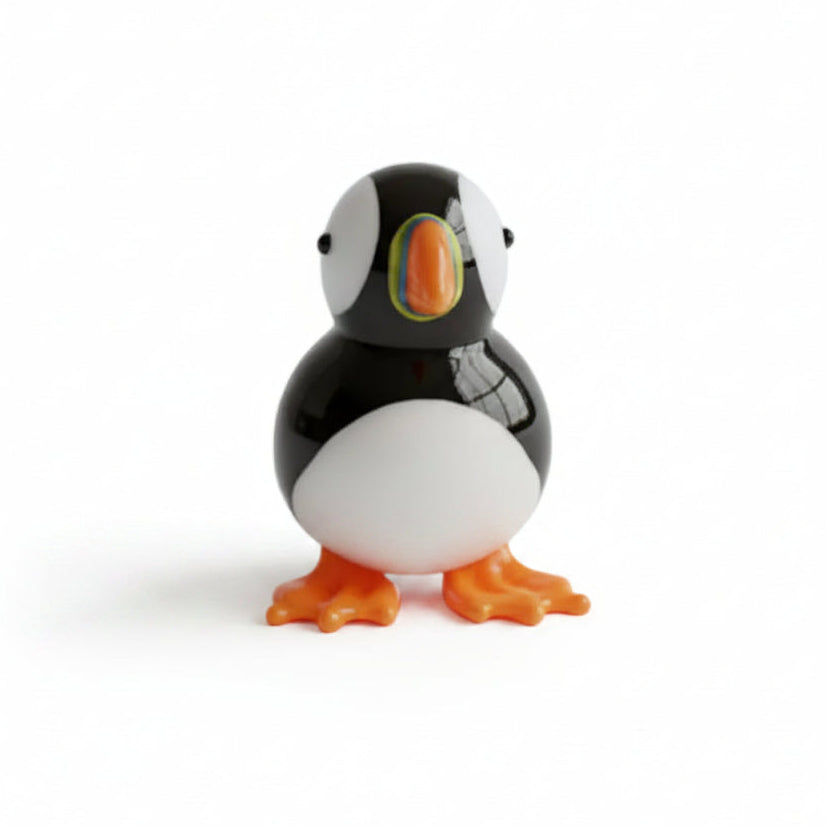 Puffin lucky charm token with vibrant bird design