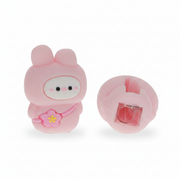 Pink bunny pencil sharpener shown front and back