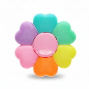 Six petal shaped highlighters arranged as a flower