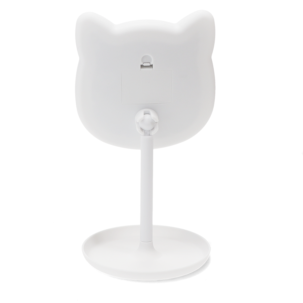 Back of the cat vanity mirror showing the touch control panel