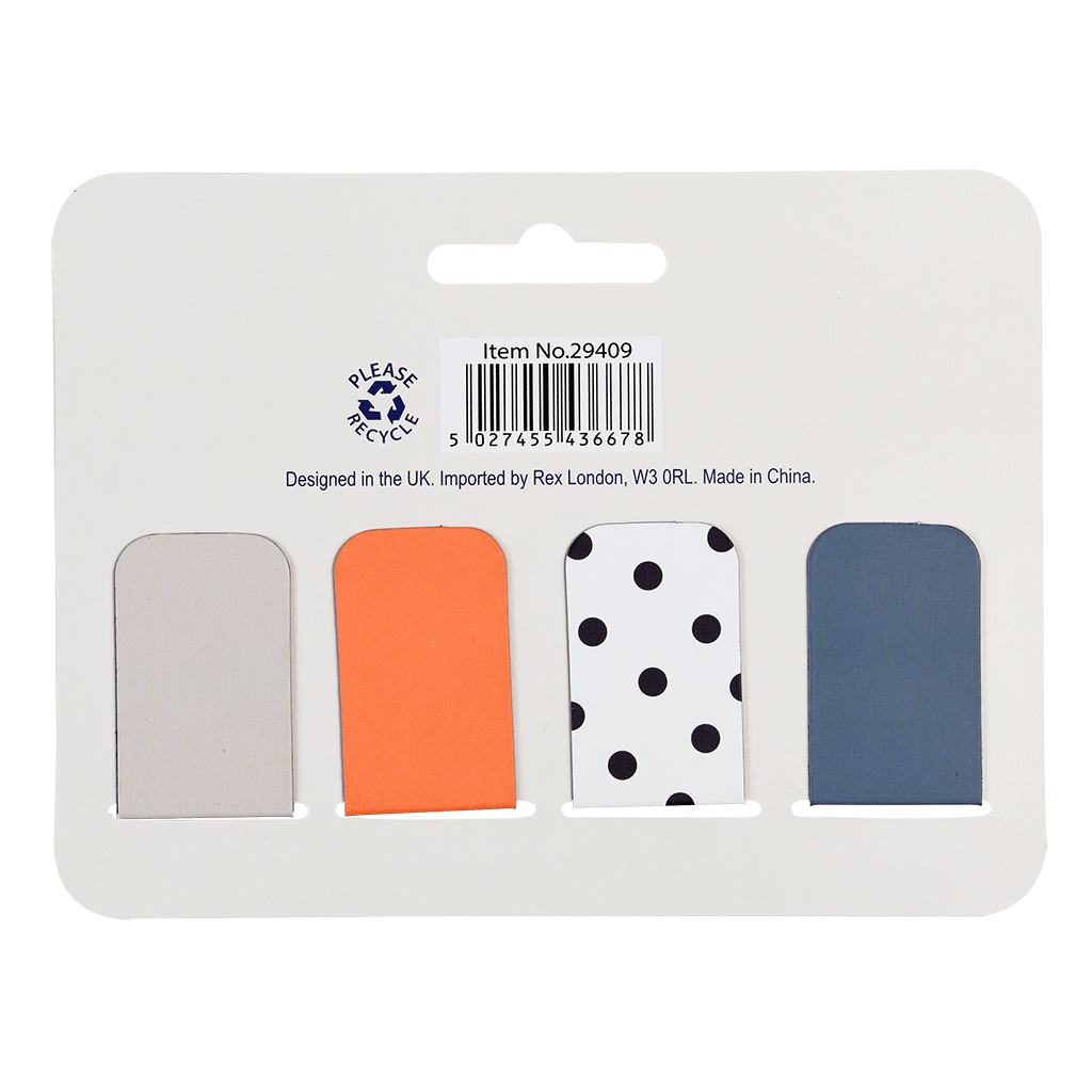 Back of the magnetic dog bookmarks pack showing the four folded bookmarks