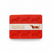 Sausage dog ice cube tray in its printed card sleeve