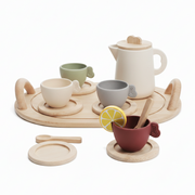 Complete wooden tea playset for pretend play