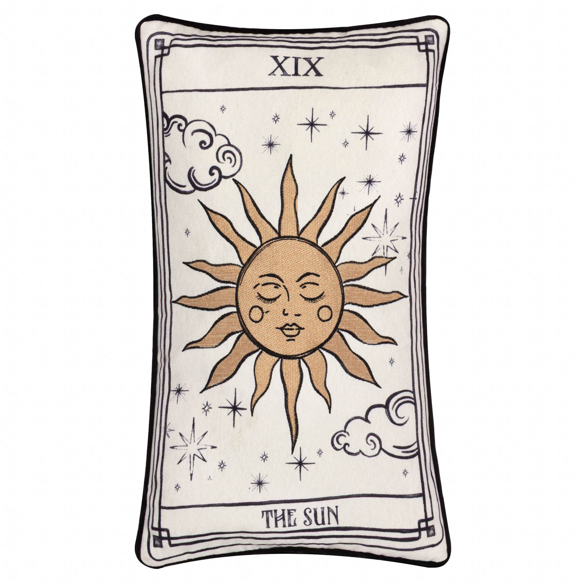 Celestial Stories Sun tarot cushion front view styled lifestyle view