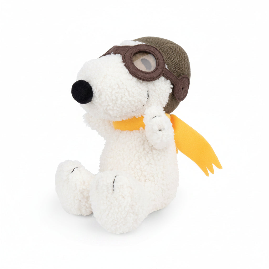Snoopy Flying Ace soft toy side profile on white background
