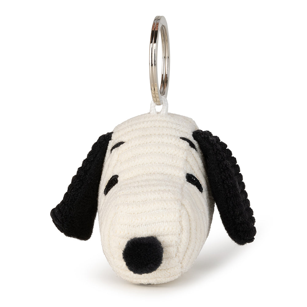 Snoopy head corduroy keyring front-facing view on white background