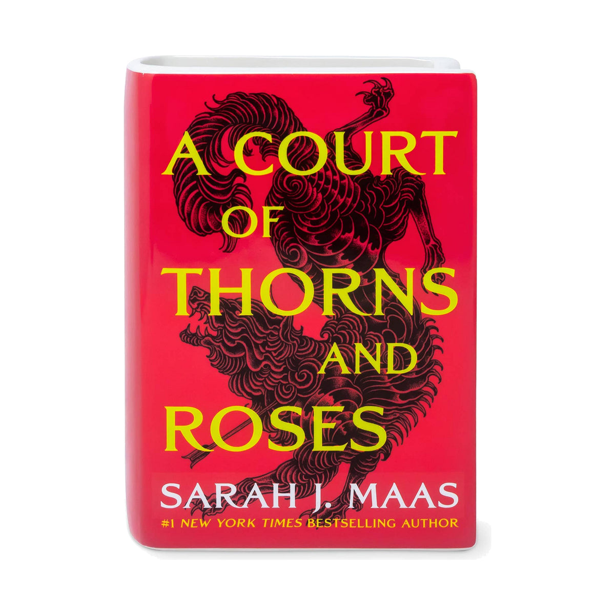 A Court of Thorns and Roses Book Vase on a pure white background