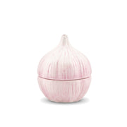 Garlic Salt and Pepper Shakers stacked as one bulb on a pure white background