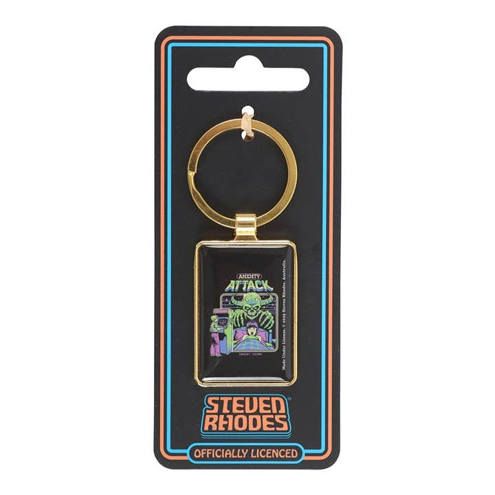 Keyring on packaging card against white background