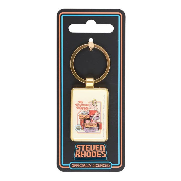 Keyring on packaging card against white background