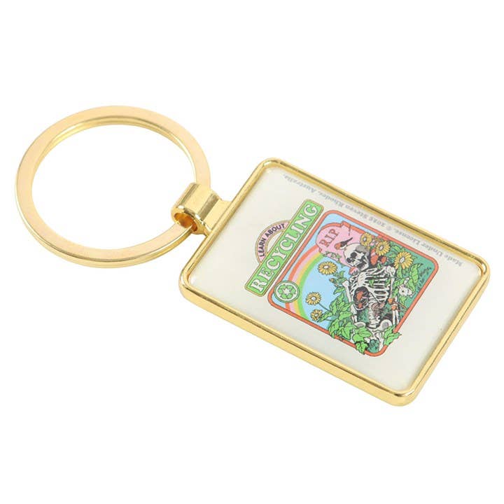 Back of keyring showing metal backing on white background