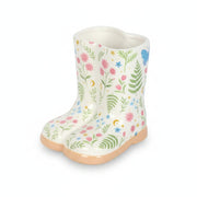 Side view showing floral pattern detail on white background