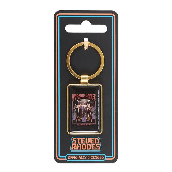Keyring on packaging card against white background